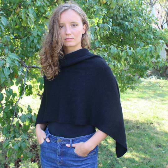 Black twisted alpaca poncho